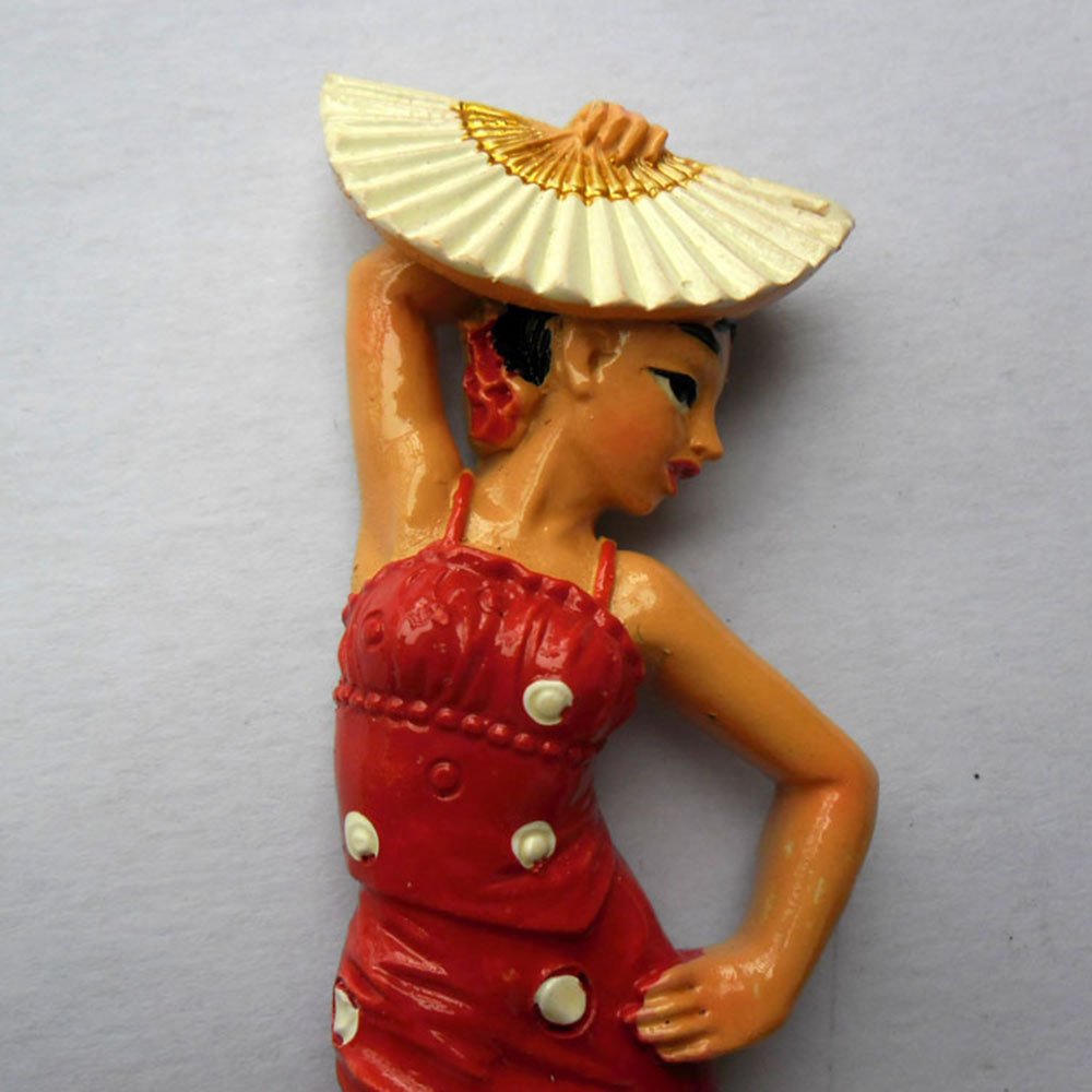 Magnete Frigorifero 3D Ballerina Di Flamenco – Fatto A Mano In Resina – Souvenir Spagna 7x9 Cm