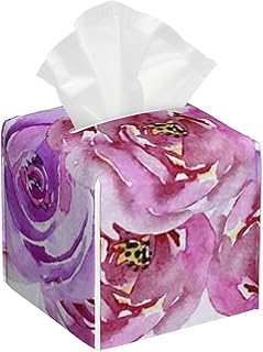 Rosas peonía Acuarela Lila, Violeta y púrpura, Funda para Caja de pañuelos, Soporte para Caja de pañuelos, dispensador de pañuelos, Soporte para pañuelos