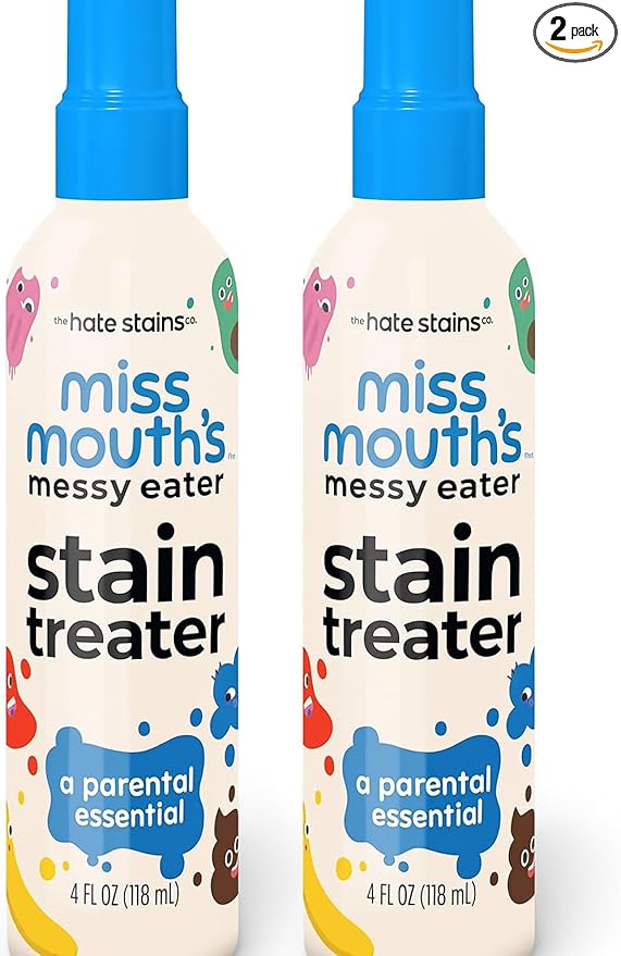 Miss Mouth's Messy Eater Stain Treater Spray - 4oz 2 Pack Stain Remover - Newborn & Baby Essentials - No Dry Cleaning Food, Grease, Coffee Off Laundry, Underwear, Fabric