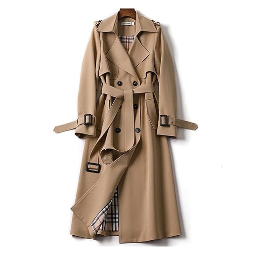 Jueshanzj Casaco corta-vento feminino na altura do joelho na primavera e outono