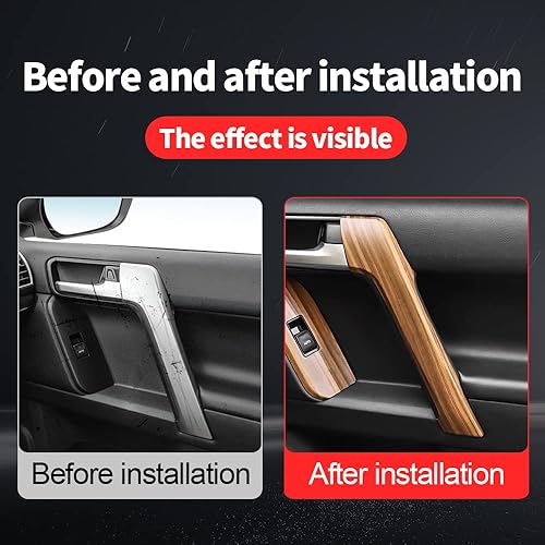 Miniatura 3 de Manija de puerta con textura de madera para Toyota Land Cruiser Prado 150 Panel de elevación de ventana Lc150 2010-2022 Accesorios de actualización