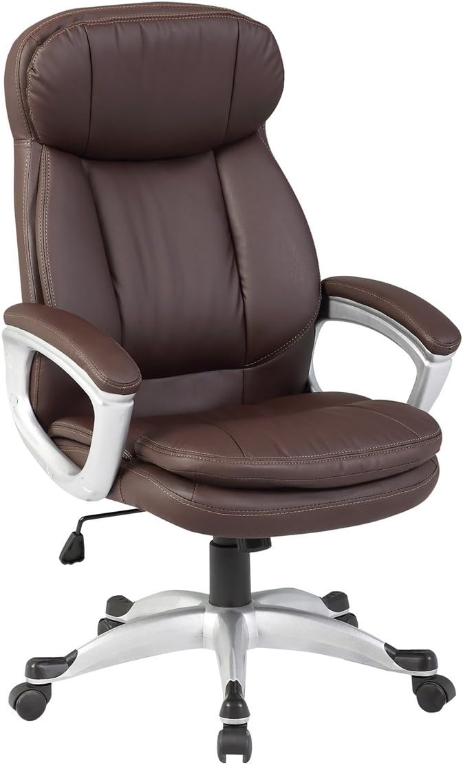 Executive Chair Ergonomic High Back Leather Manager Office Chair by KERMS (Coffee)