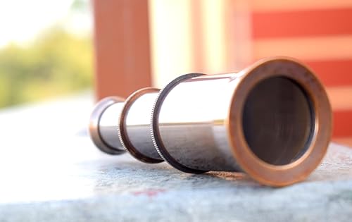 Miniatura 7 de Mini telescopio de mano de latón vintage con estuche de cuero coleccionables náuticos collar brújula regalo ROYAL FALCON CRAFTS