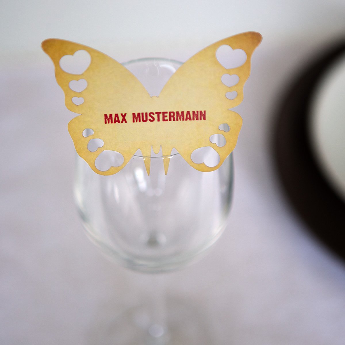 Tischkarten Hochzeit als Schmetterling (40 Stück) - lasergeschnittene Platzkarten in Vintage