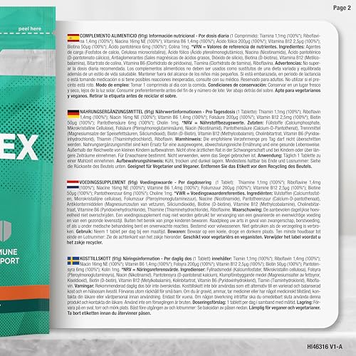 Vitamin B Komplex Hochdosiert | Alle 8 B-Vitamine: B1, B2, B3, B5, B6, B7, B9 und B12 | 1 Jahr Vorrat - 365 Vegane Tabletten | von Horbaach