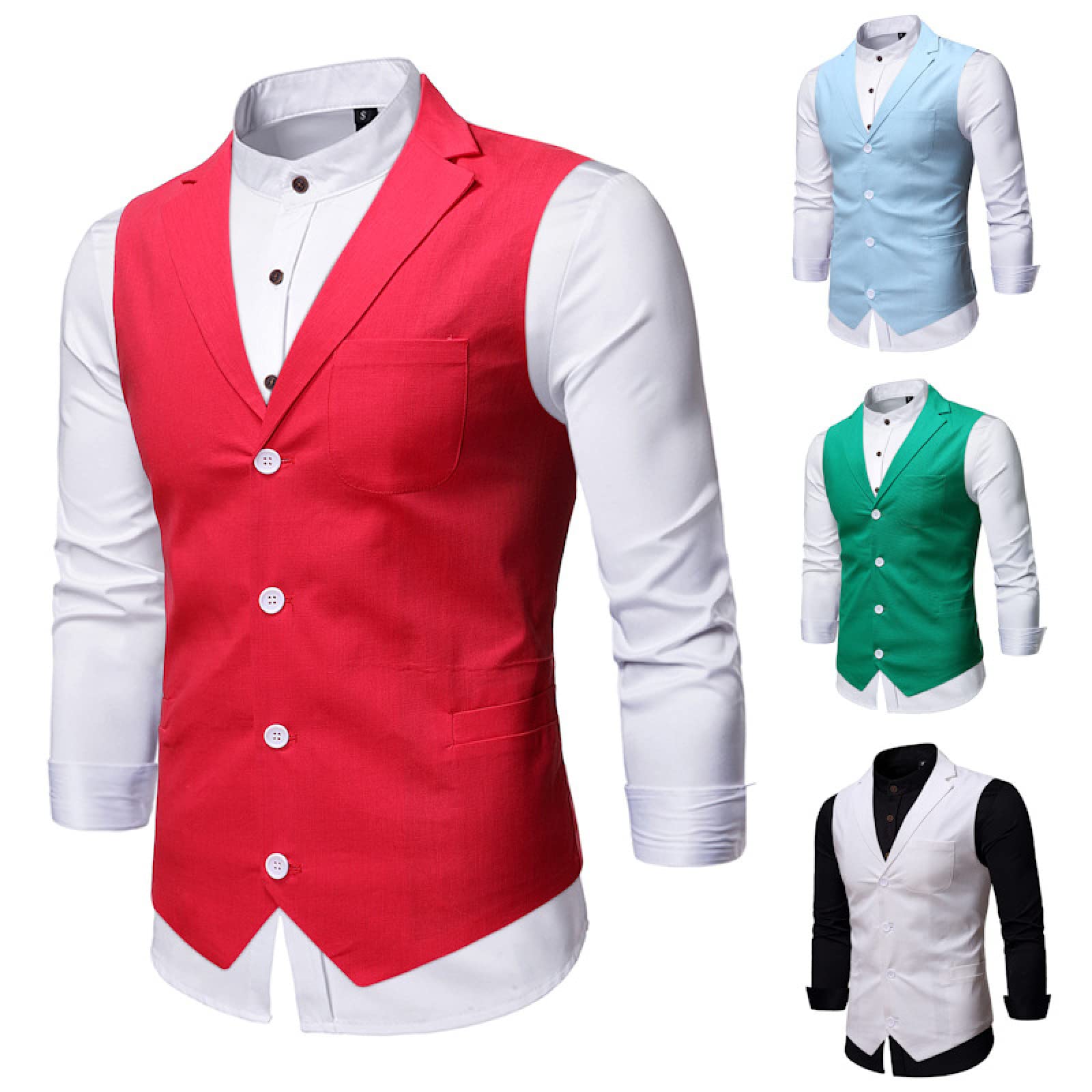 SHACE Herren Anzugweste - Herbst Männer V-Ausschnitt Einfarbig Einreiher Weste Slim Formal Business Hochzeit Mehrere Taschen Anzug Weste Kleidung