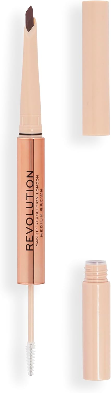 Revolution Beauty, Fluffy Brow Filter Duo, Wenkbrauwpotlood & Wenkbrauwgel, Verkrijgbaar in 5 tinten, Medium Brown