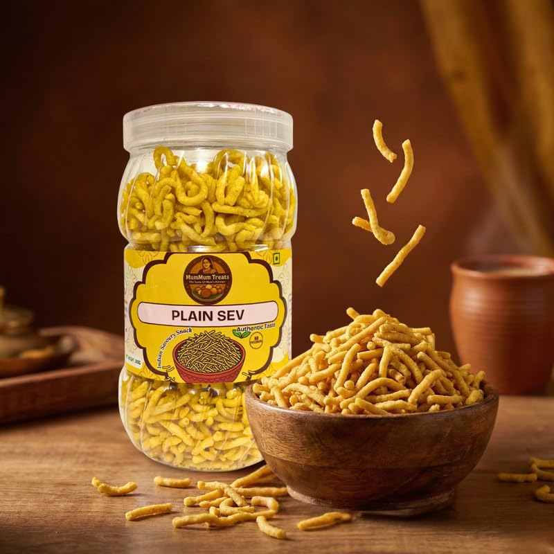 Image of MumMum Treats Plain Sev 200g | Crunchy Indian Namkeen | Traditional Savory Snack for Tea & Snacks Time