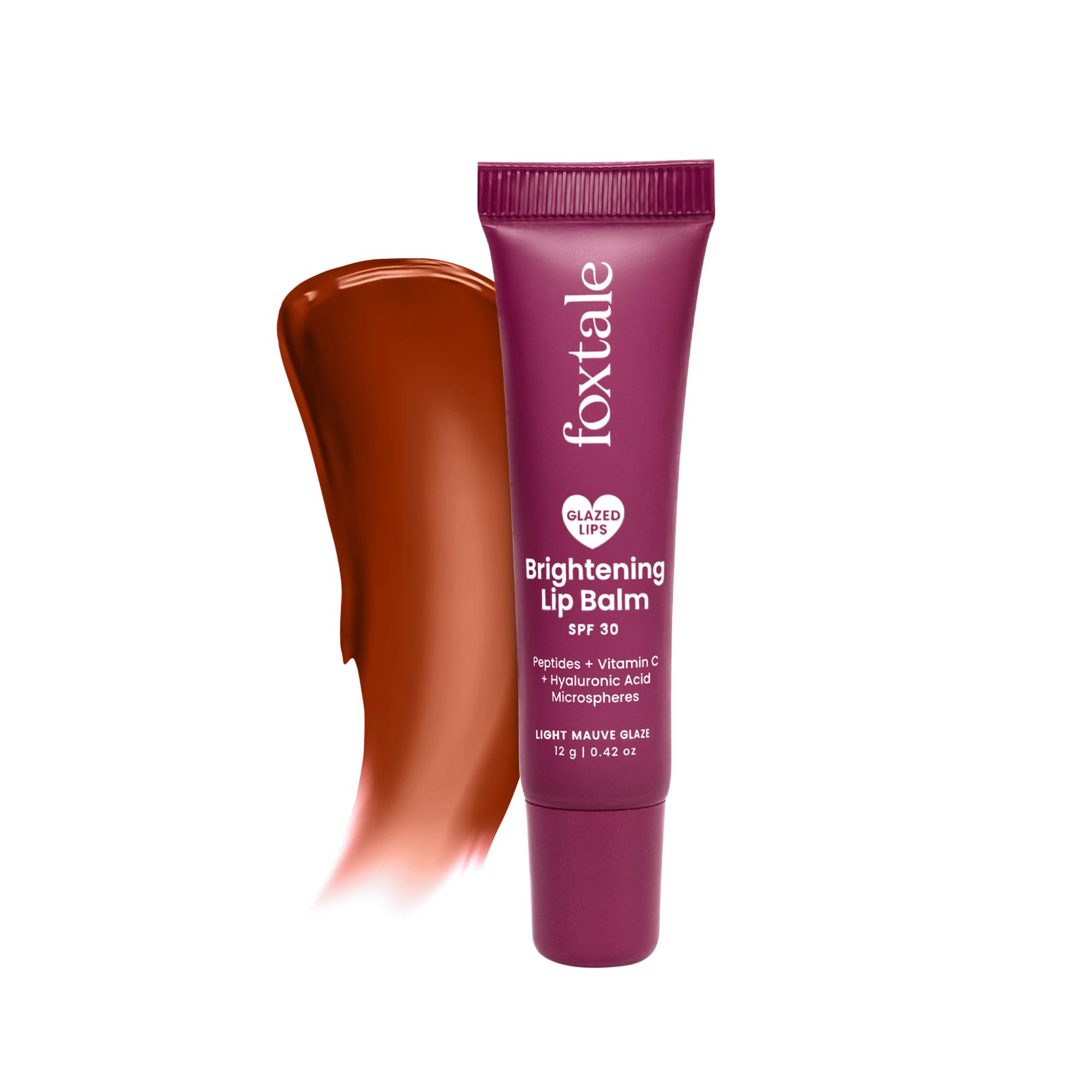Foxtale SPF 30 Brightening Lip Balm for Dark Lips with Peptides & Vitamin C | Brightens | Hydrates | Tinted Lip Balm - Light Mauve Glaze 12gm