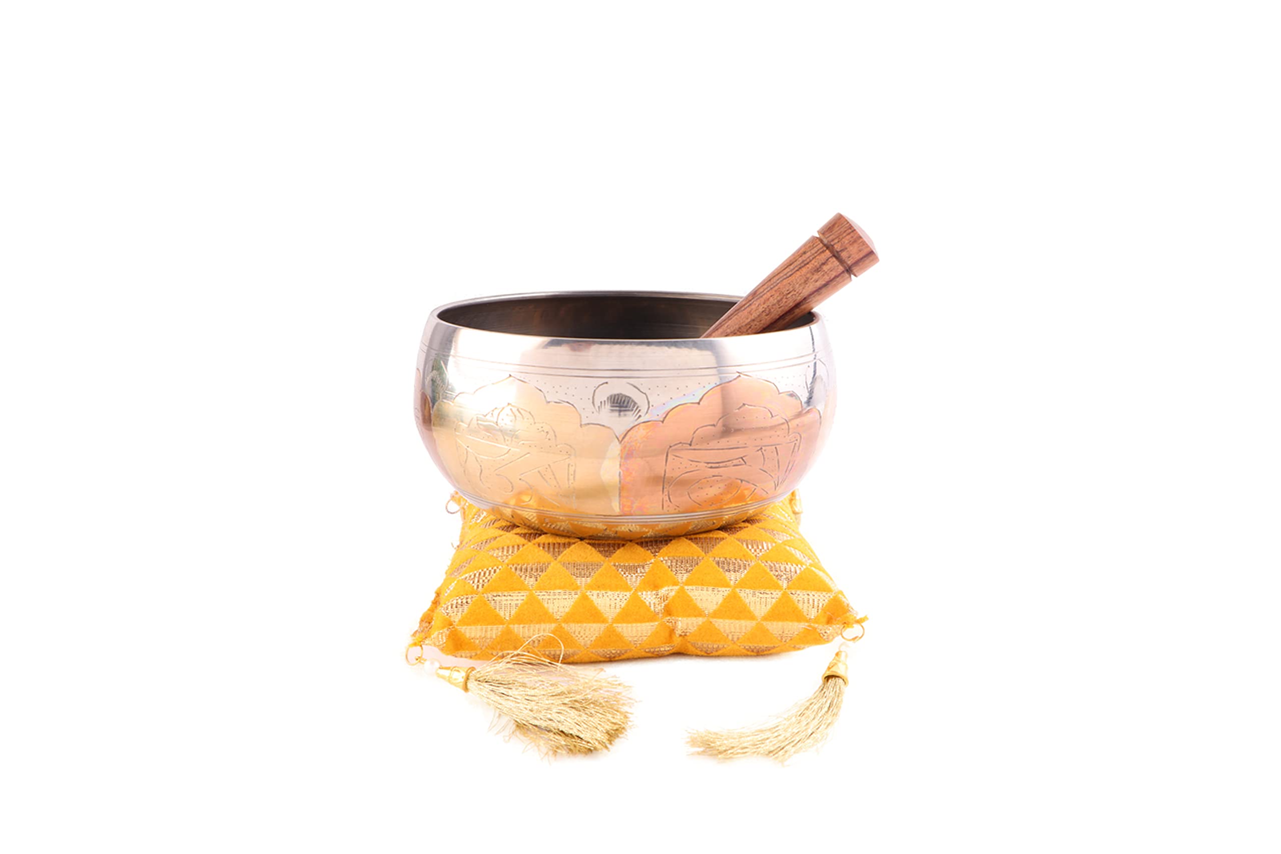 cosyneeTibetan Singing Bowl Set with Silver Copper Color for Meditation, Sound Bowl Set for Chakra Healing, Yoga Singing Bowl, Buddhist Singing Bowl (Diameter 4 Inches and Weight 22.92 Oz)