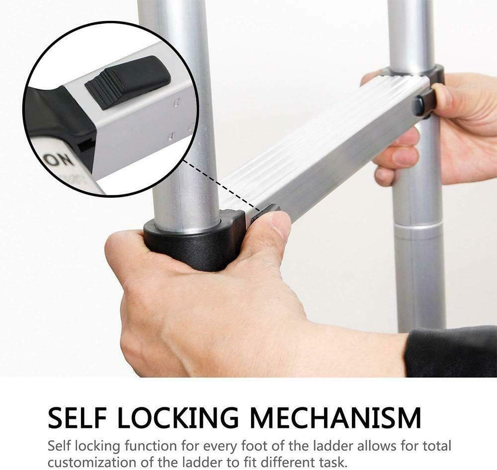 Telescopic Ladder 2.6m 8.5ft Aluminum Alloy Lightweight Portable Extension Telescopic Ladder DIY Multipurpose Ladders Max Load 330 lb