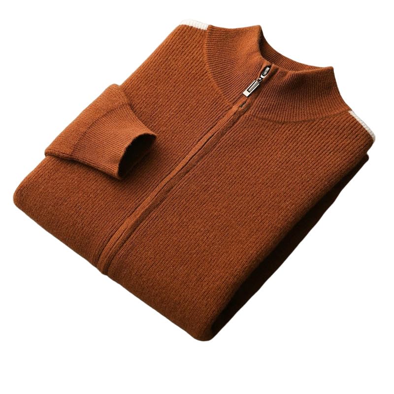Suéter de punto de cachemira grueso cuello semialto bloque de color otoño 7