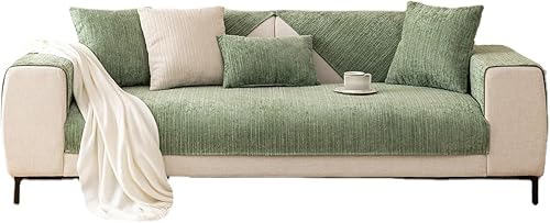 Miniatura 6 de Funda de sofá de felpilla a rayas antiarañazos, protector de muebles de felpilla de color liso, antideslizante, para todas las estaciones, funda