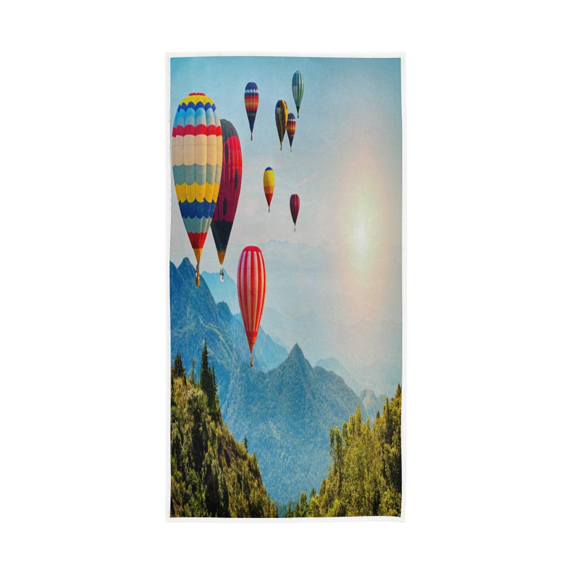 HUYGD Hand Towels Cotton Mountain Hot Air Ethnic Balloon Sunrise Soft Towel Multipurpose Bathroom Beach Towel for Home Kitchen Swim Spa Gym, 30x15 inch