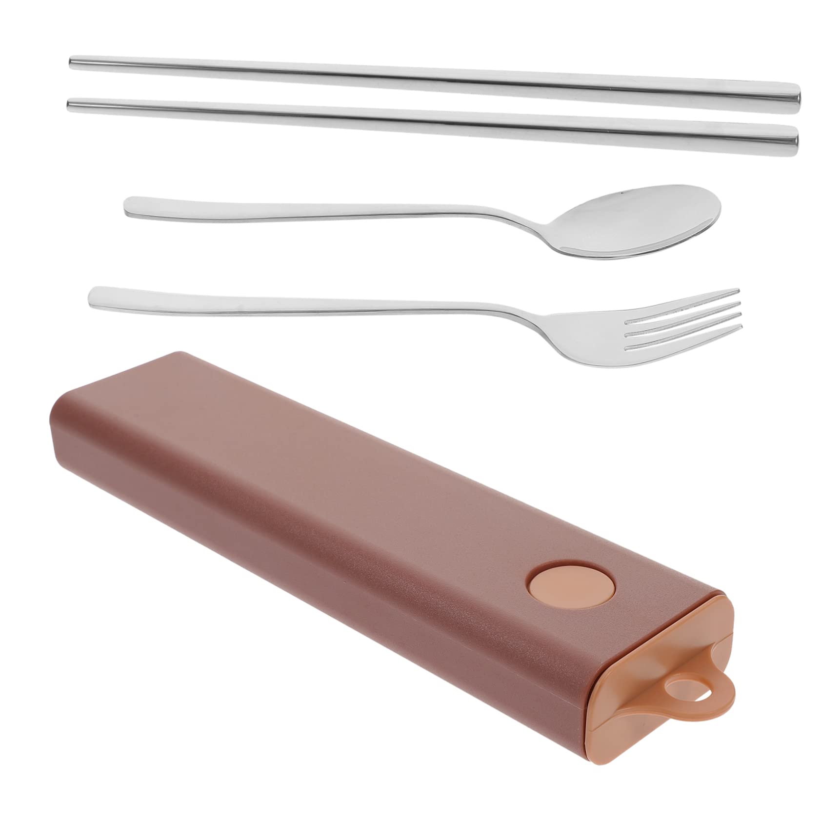 Support de baguettes 5 ensembles fourchette cuillère baguettes cuillère en acier inoxydable couverts de voyage ustensiles de service ensemble d'ustensiles réutilisables en acier inoxydable avec étui