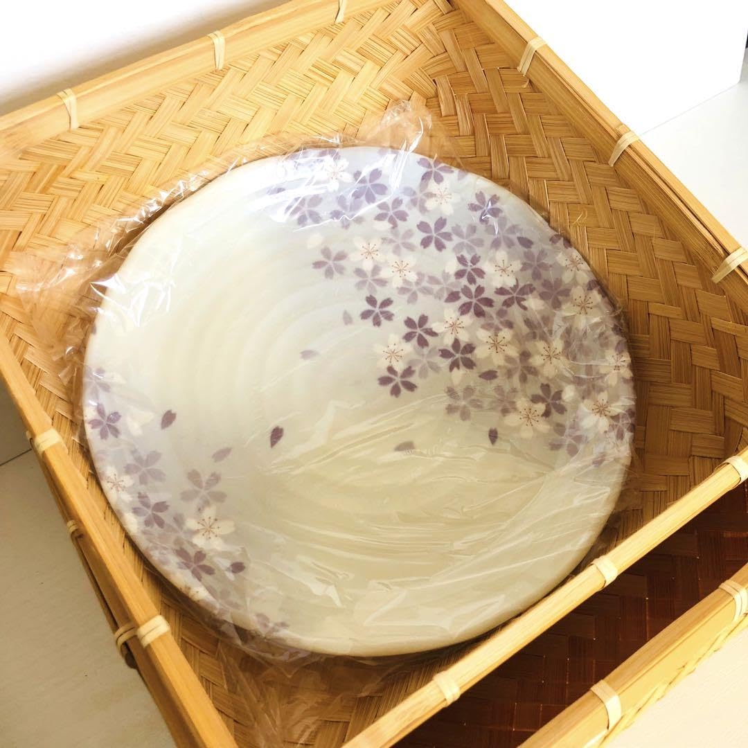 Amazon.co.jp: 宇野千代 桜柄食器7枚セット 花がすみ 宴揃 竹籠付き