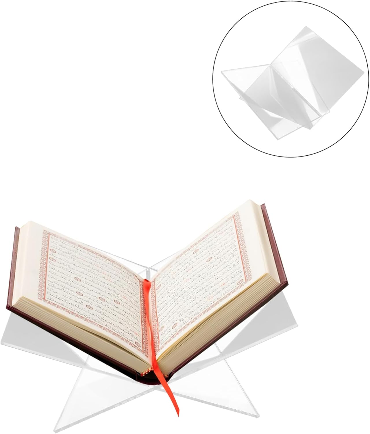 Acrylic Book Holder Stand X-Shaped Book Display for Cookbooks Textbooks and Magazines Transparent Reading Stand for Kitchen and Home Use