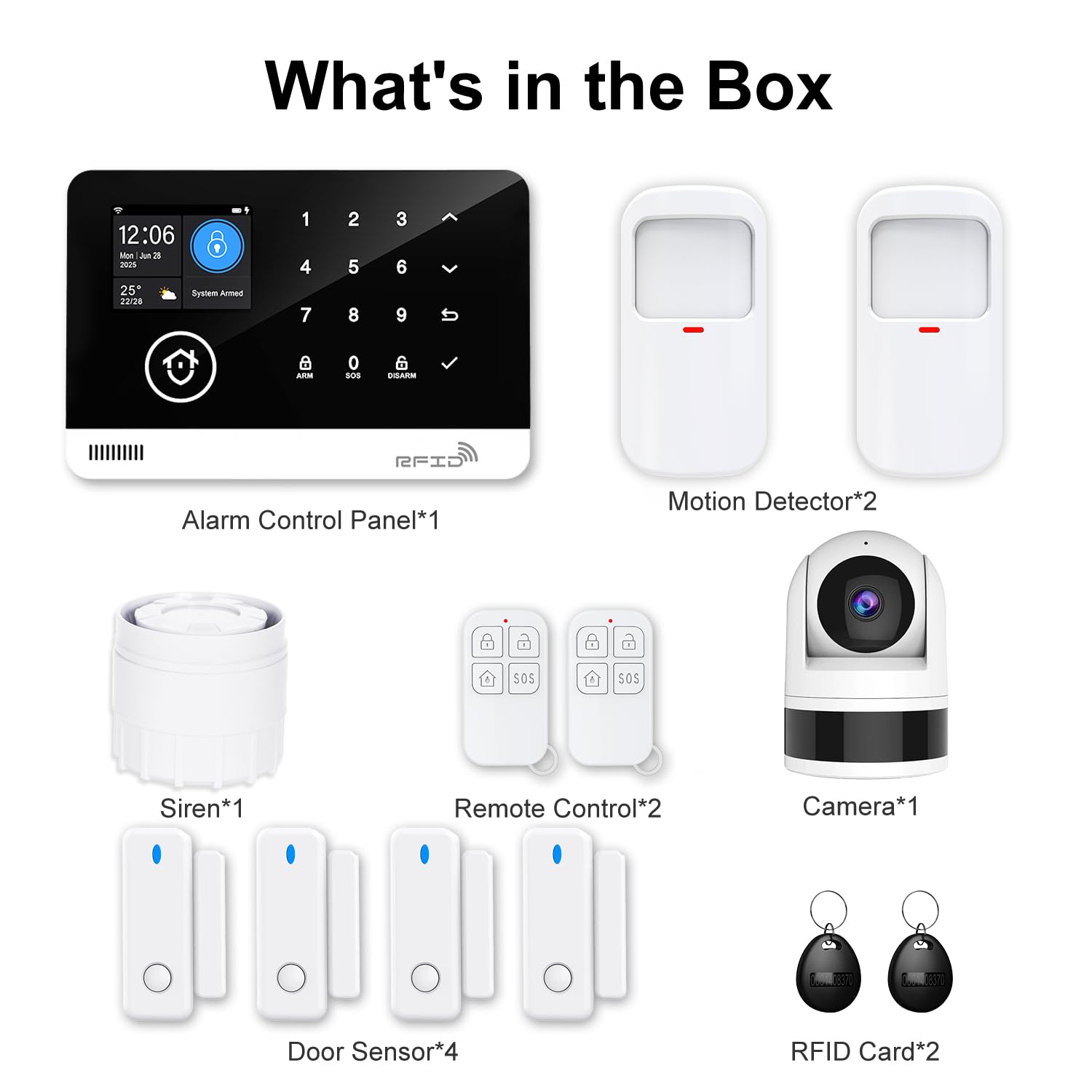 Alarmanlage Haus mit Kamera, 2G/Drahtloses WLAN SMS Alarmanlage mit Bewegungsmelder, 120dB Alarmsirene, Intelligenter Fernbedienung, Kompatibel mit Alexa und Google(13 Teile)
