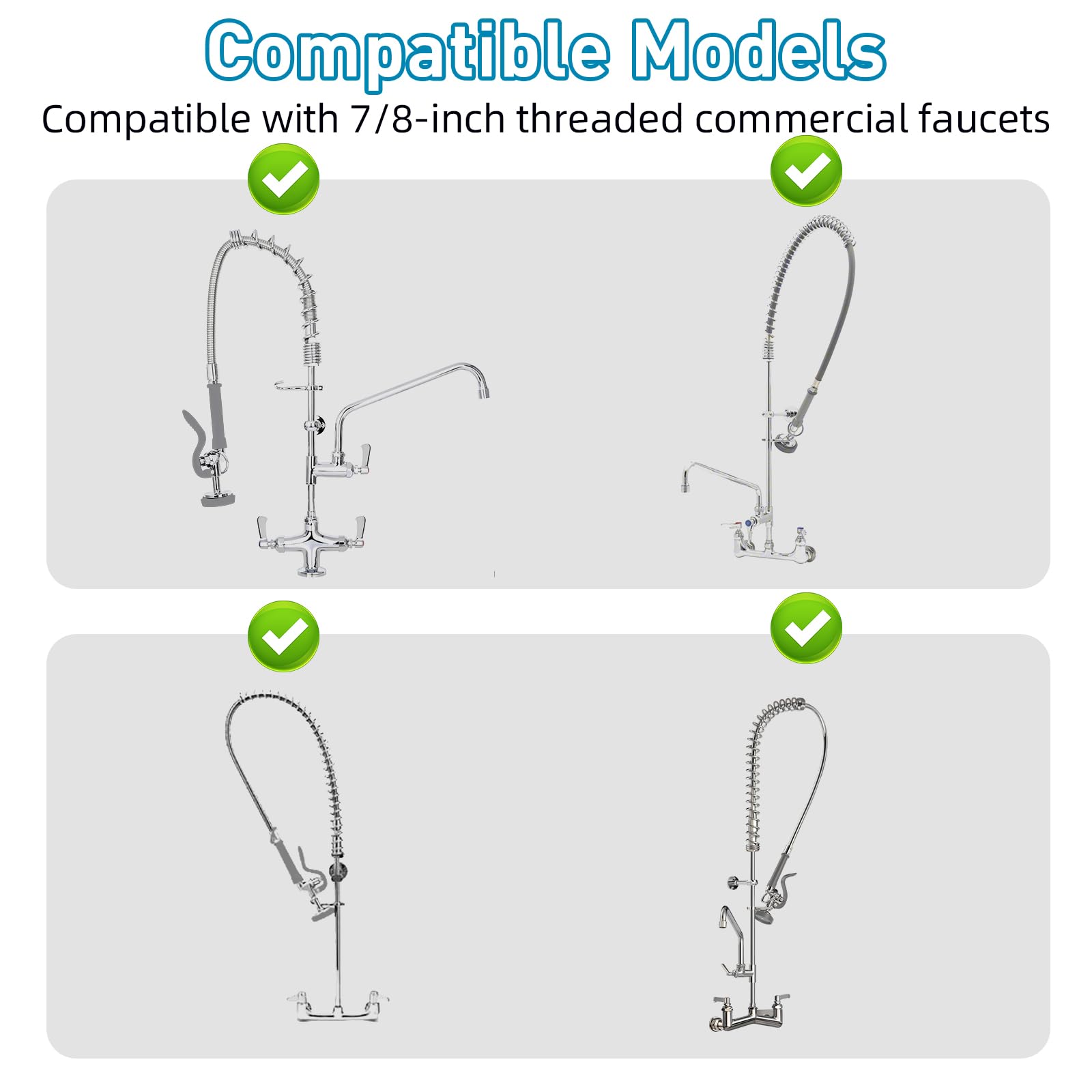 Manguera de preenjuague de repuesto B-0044-H, manguera flexible de acero inoxidable de 44 pulgadas con mango resistente al calor para accesorios de grifo de cocina