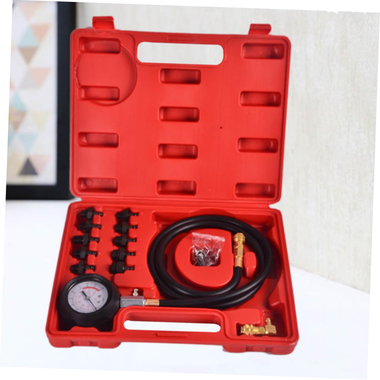 ULTECHNOVO Kit De Medición De Presión De Aceite Motor con Protector De Adecuado para Estuche De Plástico Fácil De Leer