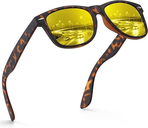 Miniatura 71 de FEIDUSUN Lentes de sol polarizados para hombre y mujer, lentes de sol retro negros para conducir, pescar, protección UV A01-negro mate/negro