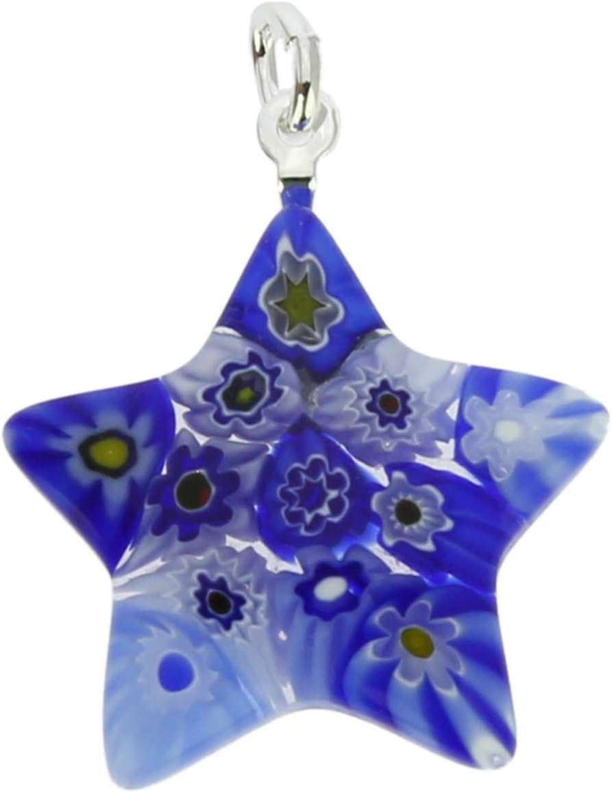 GlassOfVenice ムラノガラス ミルフィオリ スター ペンダント - ブルー