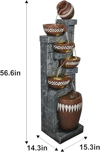 Miniatura 4 de 33H Garden Fountain Outdoor Clearance with LED Lights and Pump  Indoor Modern Cascading Floor-Standing Fountains for Garden, Enterway, Deck, Patio,