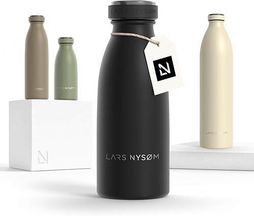 Miniatura 88 de LARS NYSØM Botella de agua aislada de acero inoxidable de 12 onzas, 17 onzas, 25 onzas, 34 onzas, 51 onzas, frasco térmico aislado para bebidas