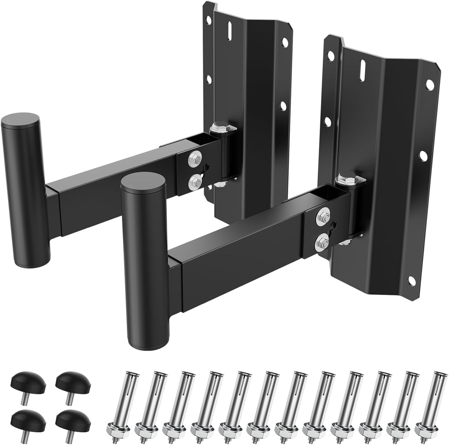 ForoGore Heavy Duty PA Speaker Mount Bracket Support up to 110lbs Adjustable Speaker Mount Extension Arm Swivel & Tilt, 2 Pack Black - Image 8