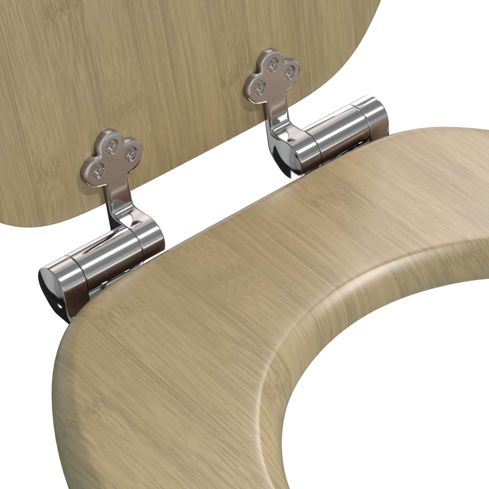 Asiento de inodoro de cierre suave 2 uds. Color bambú claro,6.4kg-3414532