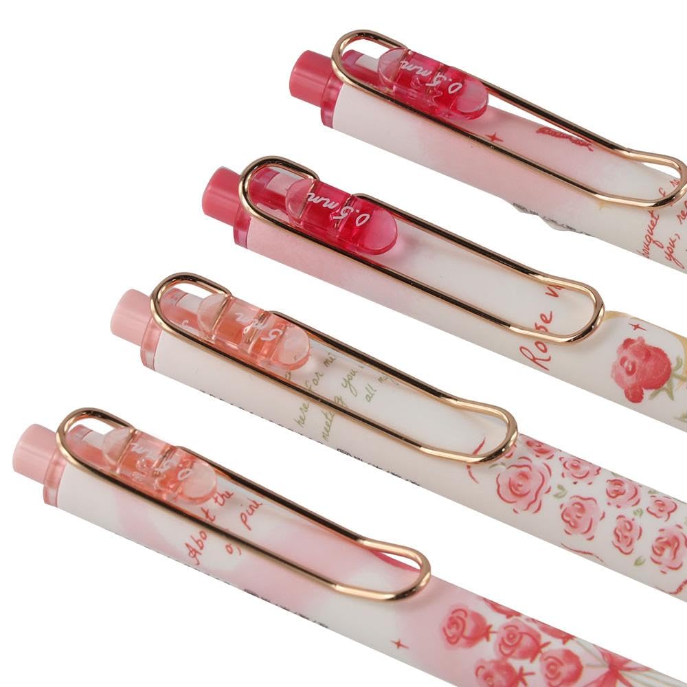 Risedot 4PCS 0.5mm Gel Pen Pink Plastic Black Refill Pen Gift Neutral Pen Office - Image 2