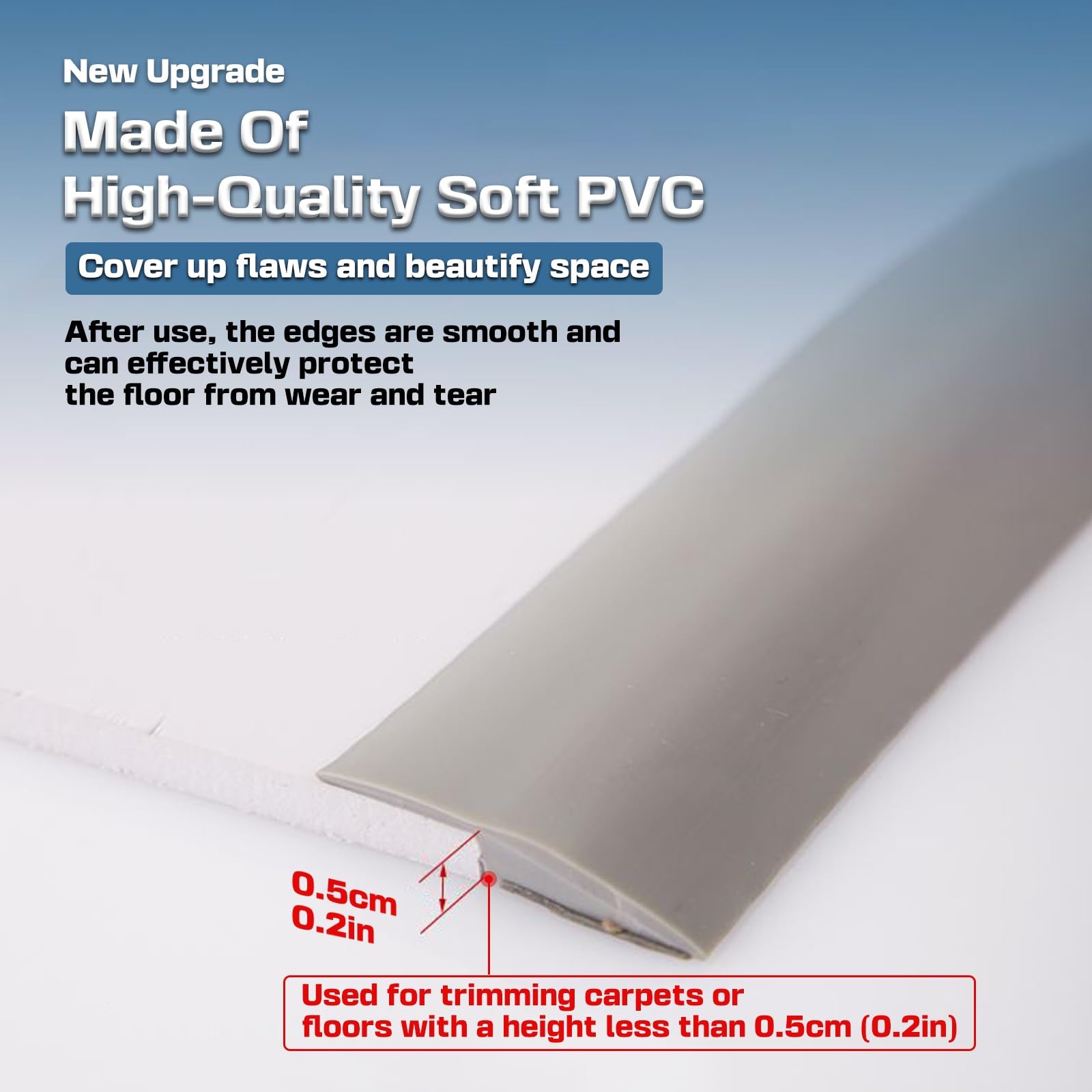 Tiras autoadhesivas de PVC de 3.3 pies para alfombras y cubiertas de suelo para superficies irregulares de hasta 5 mm, solución de tratamiento de suelos color rojo vino