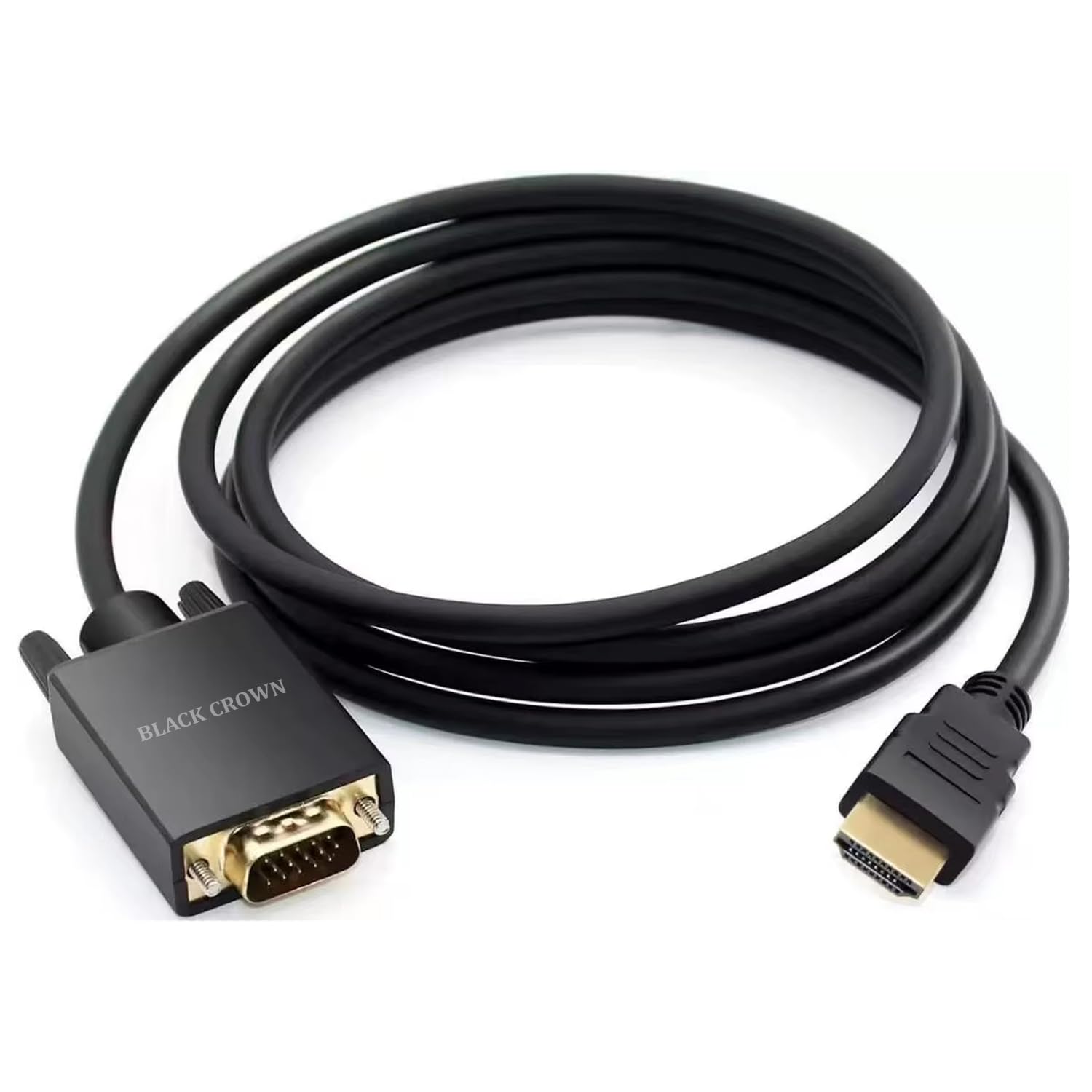 BLACK CROWN HDMI to VGA Cable, 1080P 60Hz Gold Plated HDMI Male to VGA Male Video Converter Cable for Projector, Desktop, Laptop, Monitor, HDTV.(1.8m) (Black)-image-1