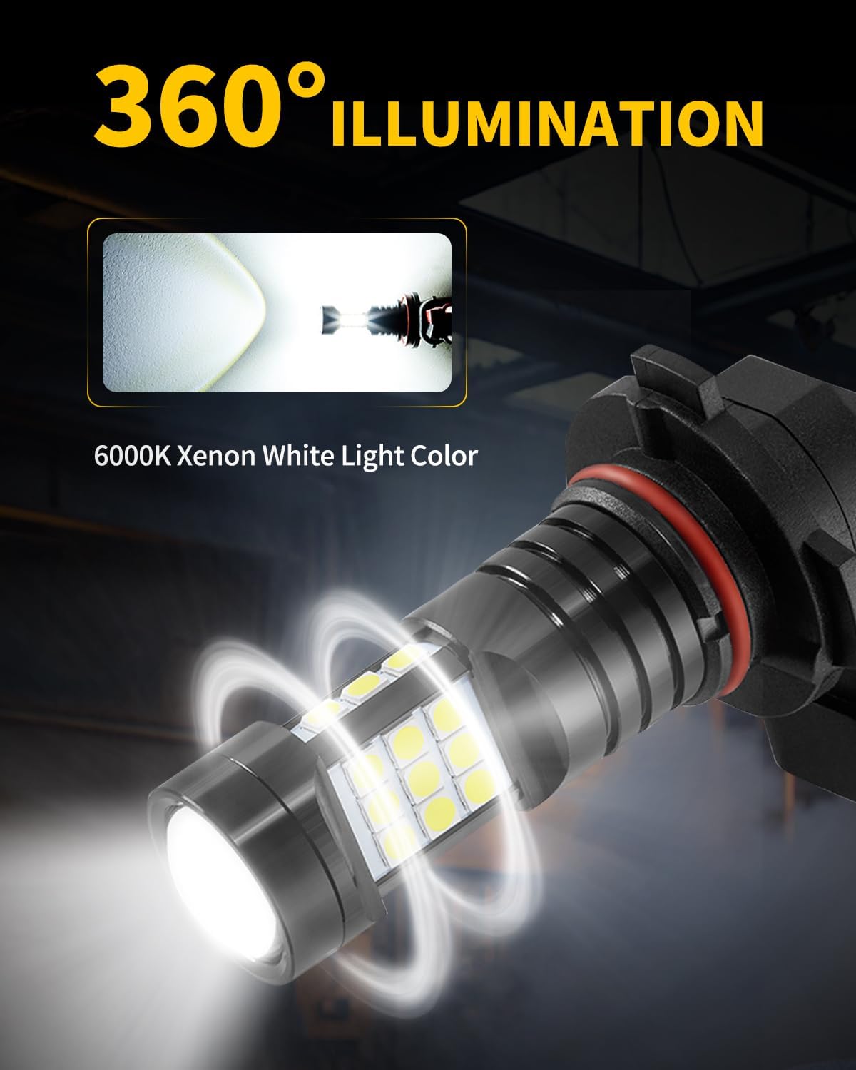 6000K Xenon White H10 9145 9140 LED Fog Lights Bulb Compatible with 2004 2005 2006 2007 2008 2009 2010 2011 2012 2013 2014 Ford F150 F-150, Pack of 2