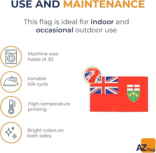 Miniatura 5 de AZ FLAG - Bandera de Ontario - 3 x 5 pies - Poliéster 100D Canadá - Cartel de la región canadiense de Ontario con dos ojales metálicos - Resistente