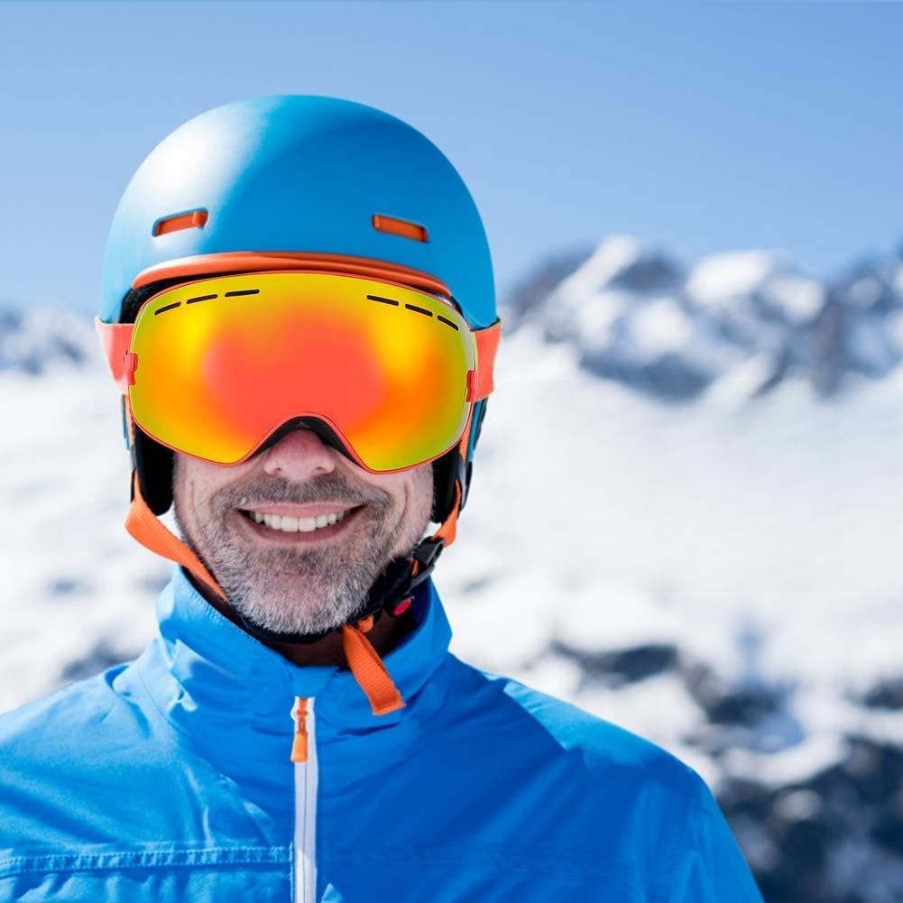 EMUKOEP Occhiali da Sci con Buona Ventilazione Occhiali da Corsa con visibilità Perfetta per gli Sport Invernali