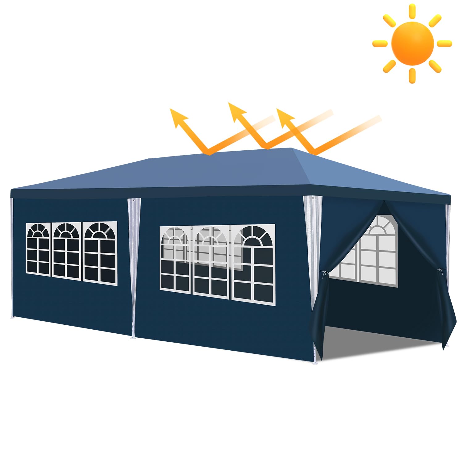 Pawilony, namiot imprezowy 3 x 6 m, wodoszczelny, stabilny, ochrona przed promieniowaniem UV, pawilon ogrodowy, 3 x 6 m z 6 częściami bocznymi, ochrona przed słońcem, namiot biesiadny, na