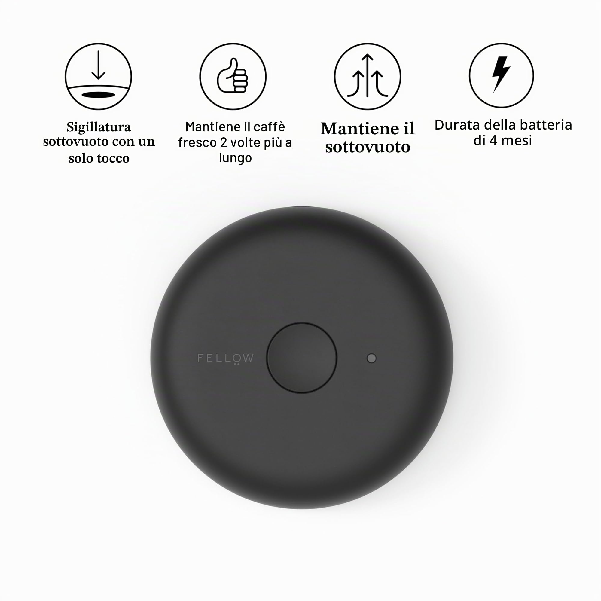 Fellow Atmos - Contenitore sottovuoto elettrico e contenitore, contenitori ermetici per caffè e alimenti, 0,7 litri, nero opaco