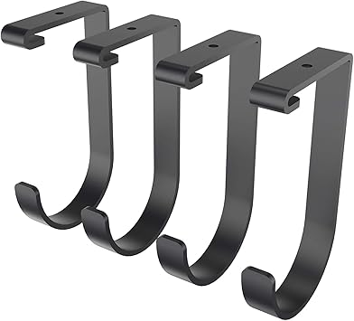 FLEXIMOUNTS 4 Pack Add On Storage Flat Hook Accessory for Garage Ceiling Rack and Wall Shelving, Max Weight Capacity up to 50lbs, Black