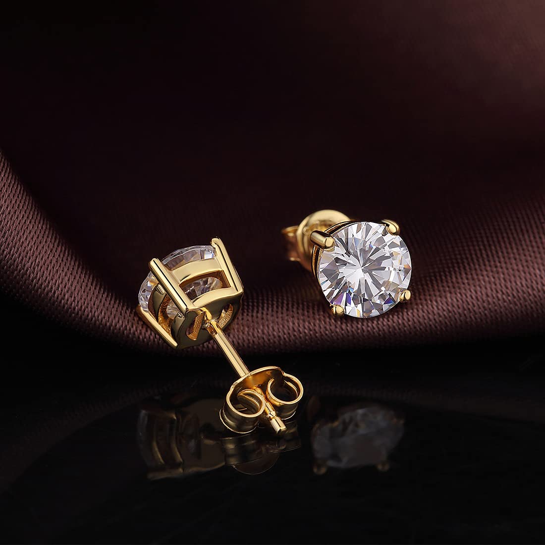 Pendientes de tuerca de diamante con circonita cúbica de plata de ley 925, hipoalergénicos, de corte redondo, para mujeres/hombres, unisex, 4 mm a 8 mm, Circonita cúbica, circonita,