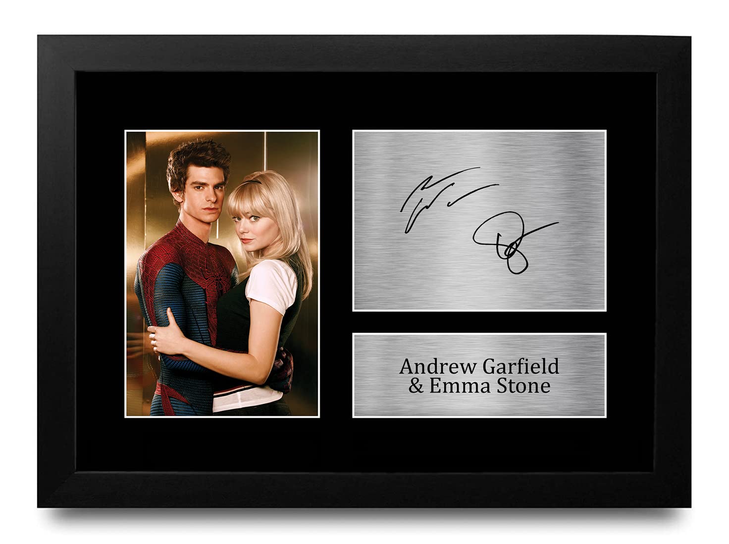 HWC Trading FR A4 Andrew Garfield & Emma Stone Spider-Man Prezenty Drukowane Podpisane Zdjęcie Z Autografem Dla Fanów Pamiątek Filmowych - A4 Framed