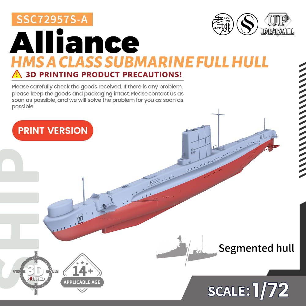 MRY-SFW SSC72957S-A 1/72 zestaw do budowy modelu wojskowego HMS Klasa A U-Boot Alliance Pełny kadłub segmentowy