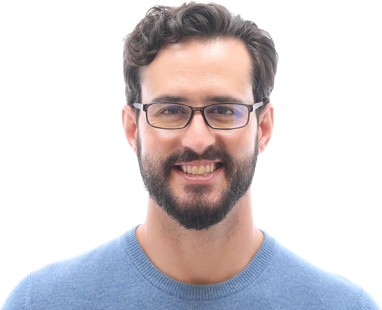 SAV Optitek E2103 Blue Light Reading Glasses - Flexible, Durable, Lightweight, High-Performance Reading Glasses for Men and Women, Black, + 1.5