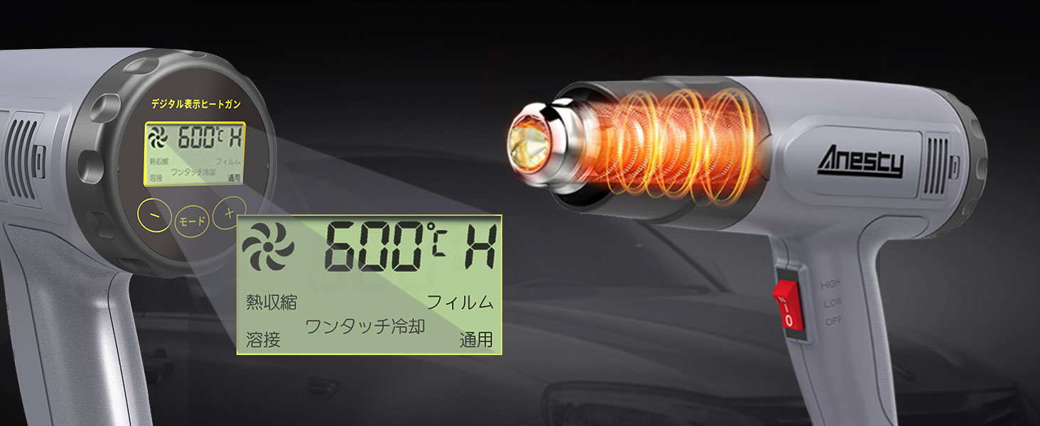 Amazon.co.jp: Anesty ヒートガン 液晶に温度調整 熱工具ヒートガン