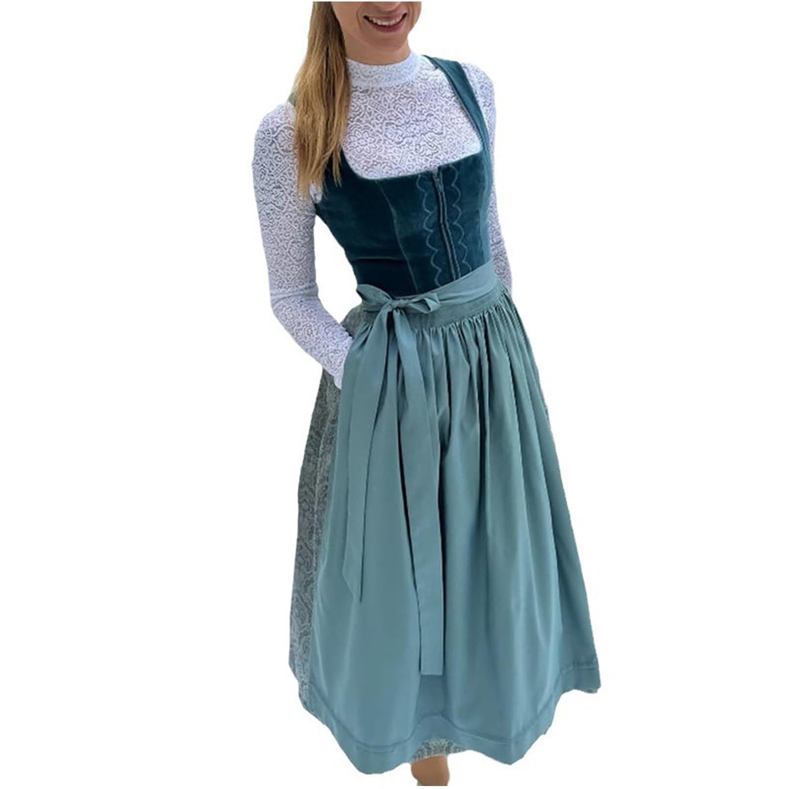 Dirndl Damen mit Schürze Dirndelkleider trachtenrock Oktoberfest Outfit