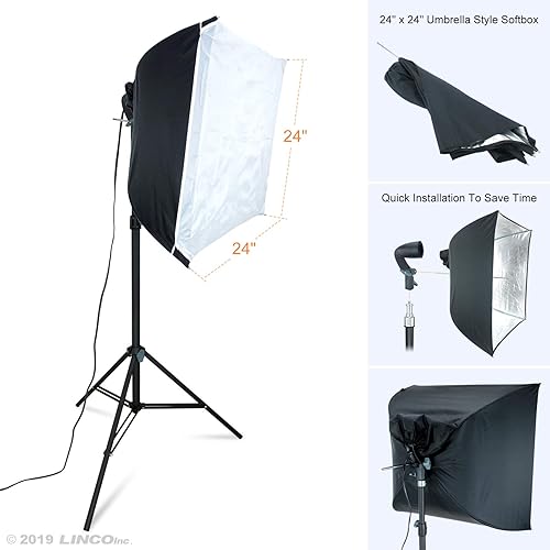 Miniatura 4 de Linco lincostore Kit de iluminación de estudio soporte de luz softbox 24"x24" fotográfico fotografía AM206