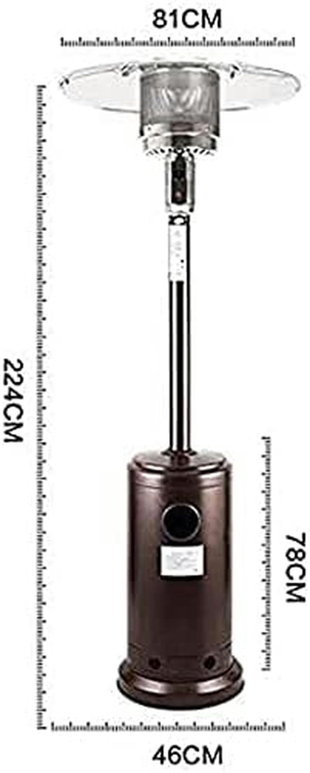 Chauffe-terrasse Chauffage extérieur Chauffage au gaz, Chauffe-terrasse extérieur, Chauffe-Parapluie autoportant, Chauffe-terrasse 81x224x46cm