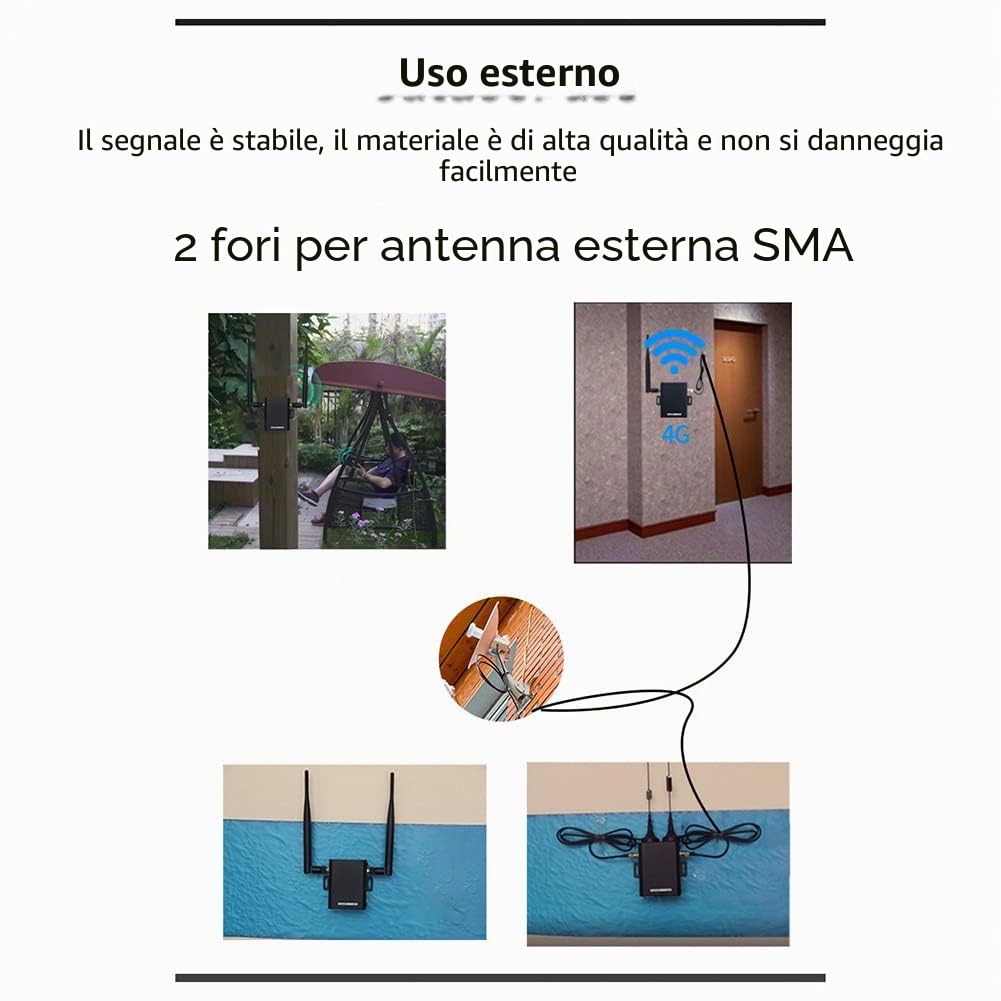H927 Industrial Grade 4G Router 150Mbps 4G LTE CAT4 SIM Card Router con Supporto Antenna Esterna 16 Utenti Wi-Fi Spina UE, 500362386A1