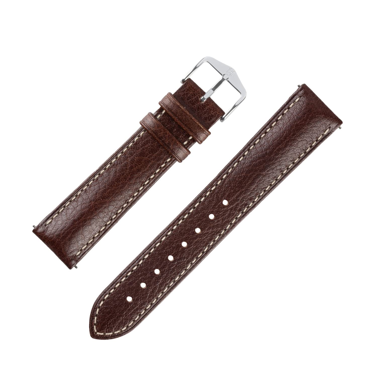 Boston Buffalo Calfskin Leather Watch Strap in Brown