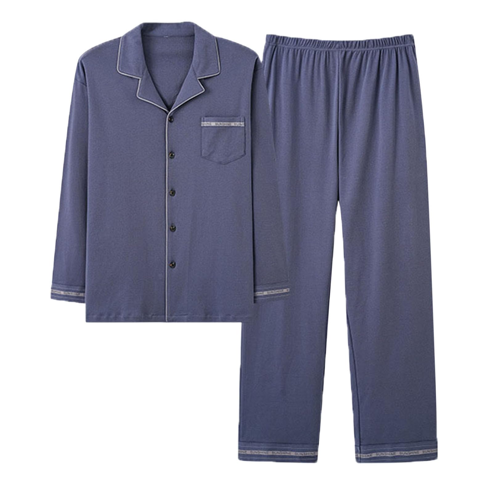 Generisch Warmer Schlafanzug Herren - Pyjama Herren Winter Bequemes langärmeliges Heimkleidungsset für Herren im Frühling und Herbst